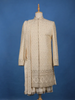 Cream White Raw Silk Floral Designed Sherwani Suit - Diadem