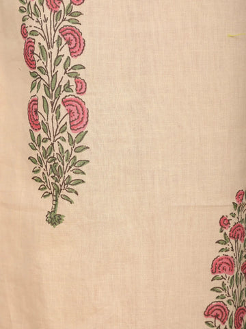 Cream Floral Design Printed Cotton Salwar Suit - Diadem