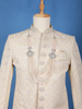 Cream Floral Embroidered Jacquard Sherwani Suit - Diadem