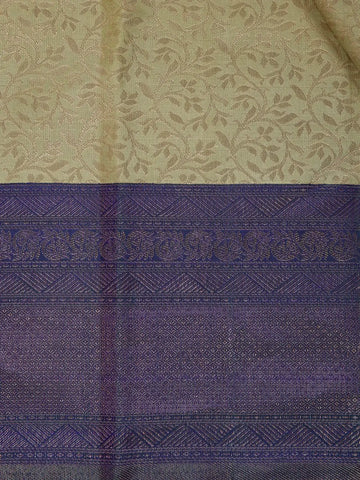 Cream Floral Woven Pure Kanchipuram Silk Saree - Diadem