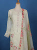 Cream White Floral Embroidery Organza Salwar Suit - Diadem
