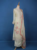 Cream White Floral Embroidery Organza Salwar Suit - Diadem