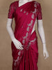 Crimson Red Birds Motif Design Semi Banarasi Silk Saree