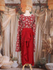 Crimson Red Floral Embroidered Design Georgette Skirt Top