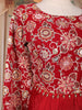 Crimson Red Floral Embroidered Design Georgette Skirt Top