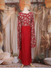 Crimson Red Floral Embroidered Design Georgette Skirt Top