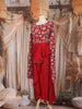 Crimson Red Floral Embroidered Design Georgette Skirt Top