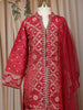 Crimson Red Mirror And Embroidered Design Tissue Silk Kids Palazzo Suit