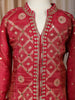 Crimson Red Mirror And Embroidered Design Tissue Silk Kids Palazzo Suit