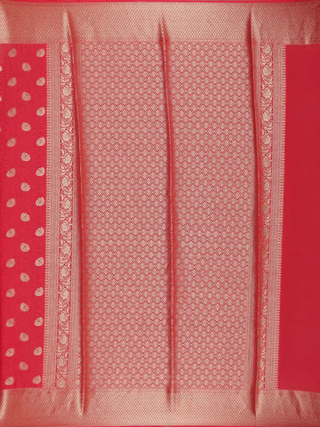 Crimson Red Zari Woven Chiffon Saree - Diadem