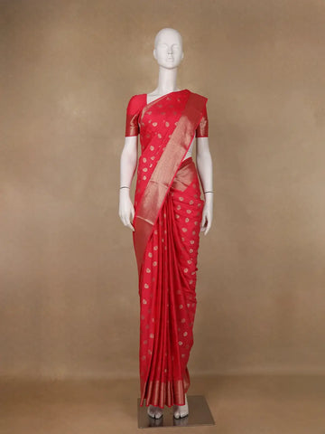 Crimson Red Zari Woven Chiffon Saree - Diadem