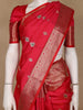 Crimson Red Floral Butta Woven Pure Kanchipuram Silk Saree - Diadem