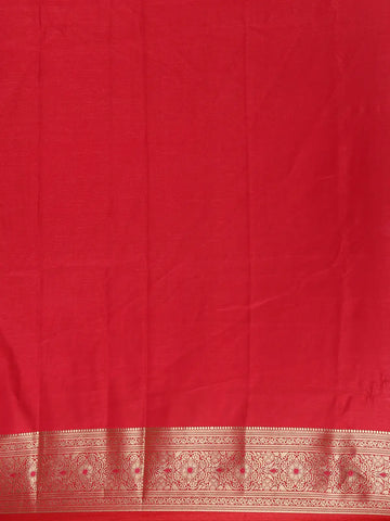 Crimson Red Floral Butta Woven Pure Kanchipuram Silk Saree - Diadem