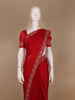 Crimson Red Stone Worked Satin Saree - Diadem