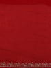 Crimson Red Stone Worked Satin Saree - Diadem