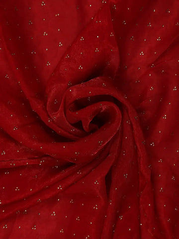 Crimson Red Stone Worked Satin Saree - Diadem