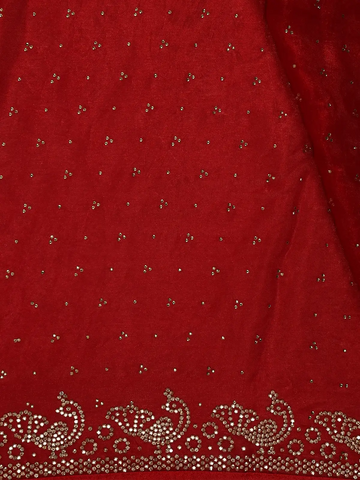 Crimson Red Stone Worked Satin Saree - Diadem