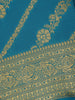 Cyan Blue Floral Design Silk Saree - Diadem