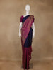 Dark Blue Floral Designed Kanchipuram Silk Saree With Zari Border - Diadem