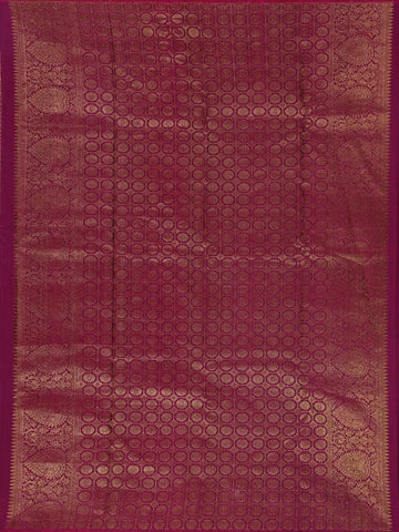 Dark Blue Floral Designed Kanchipuram Silk Saree With Zari Border - Diadem