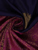 Dark Blue Floral Designed Kanchipuram Silk Saree With Zari Border - Diadem