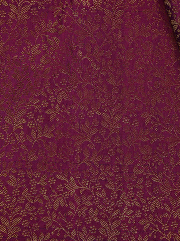 Dark Blue Floral Designed Kanchipuram Silk Saree With Zari Border - Diadem