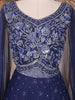 Dark Blue Sequins and Beads Embroidered Design Net Gown