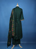 Dark Green Floral Embroidered Cotton Salwar Suit With Dupatta
