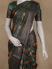 Green  Floral Print Chanderi Cotton Saree With Zari Border