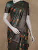 Green  Floral Print Chanderi Cotton Saree With Zari Border