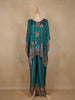 Dark Green Floral Printed Design Crepe Kaftan Suit