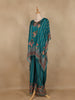 Dark Green Floral Printed Design Crepe Kaftan Suit