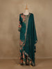 Dark Green Floral Printed Design Crepe Palazzo Suit with Dupatta