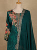 Dark Green Floral Printed Design Crepe Palazzo Suit with Dupatta
