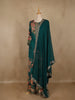 Dark Green Floral Printed Design Crepe Palazzo Suit with Dupatta