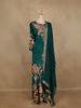 Dark Green Floral Printed Design Crepe Palazzo Suit with Dupatta
