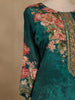 Dark Green Floral Printed Design Crepe Palazzo Suit with Dupatta