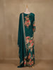Dark Green Floral Printed Design Crepe Palazzo Suit with Dupatta
