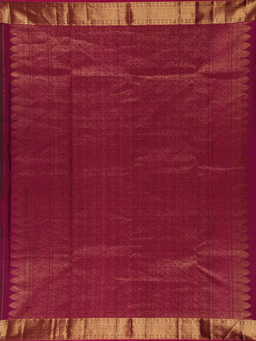 Dark Green Leaf Motif Woven Pure kanchipuram Silk Saree - Diadem