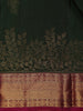 Dark Green Leaf Motif Woven Pure kanchipuram Silk Saree - Diadem