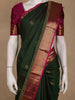 Dark Green Leaf Motif Woven Pure kanchipuram Silk Saree - Diadem