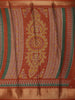 Dark Green Pochampally Ikat Design Cotton Saree with Zari Border