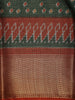Dark Green Pochampally Ikat Design Cotton Saree with Zari Border