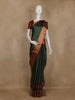 Dark Green Pochampally Ikat Design Cotton Saree with Zari Border