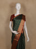 Dark Green Pochampally Ikat Design Cotton Saree with Zari Border
