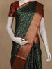 Dark Green Pochampally Ikat Design Cotton Saree with Zari Border