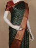 Dark Green Pochampally Ikat Design Cotton Saree with Zari Border