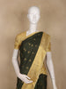 Dark Green  Small Butta Woven Design Art Silk Saree with Contrast Golden Zari Border