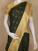 Dark Green  Small Butta Woven Design Art Silk Saree with Contrast Golden Zari Border