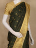 Dark Green  Small Butta Woven Design Art Silk Saree with Contrast Golden Zari Border